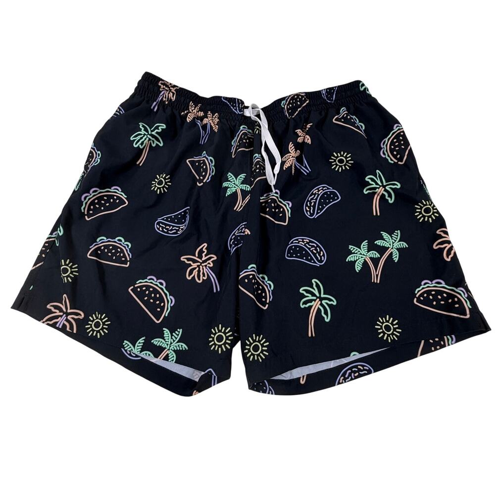 Chubbies 5.5” Taco Palms Classic Mesh Lined Stretch Swim Trunks Black Men Sz XXL